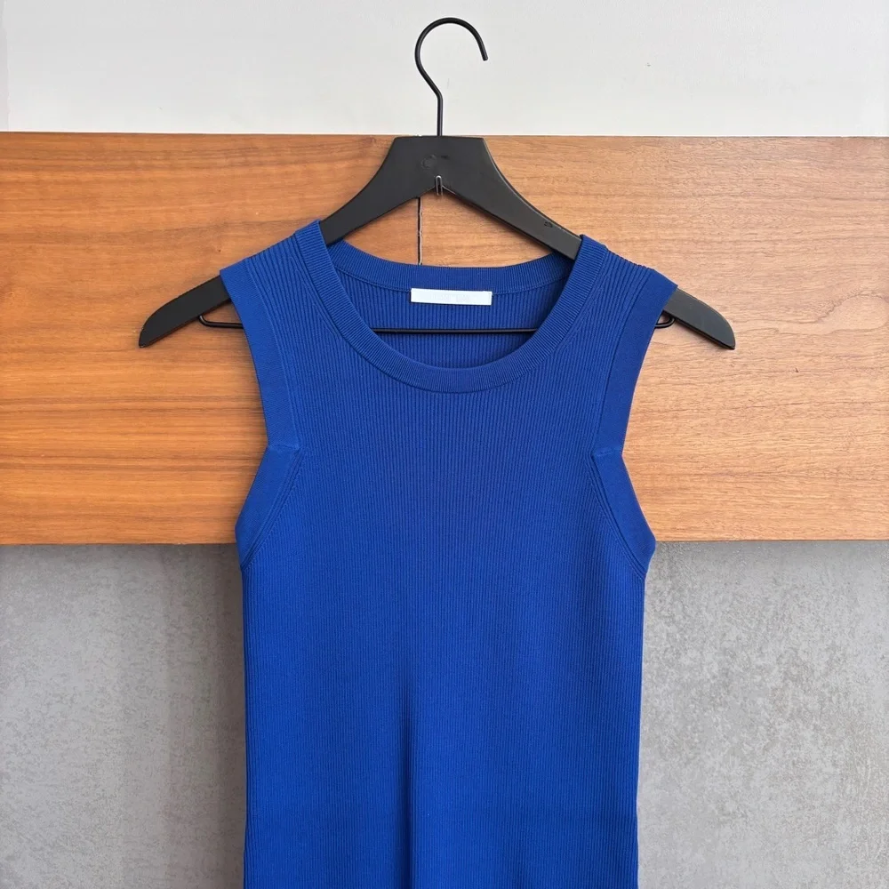 NWOT Helmut Lang Royal Blue Knit Ribbed Mini Dress, Size S - Picture 5 of 13